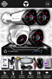 TURKNO 4 Kameralı Galia 1 İç Kamera Set 1 TB HDD Full HD Gece Görüşlü Güvenlik Kamerası Sistemi