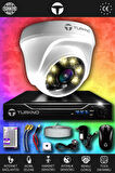 TURKNO 1 Kameralı Domie 1 İç Kamera Set HDD'siz Full HD Renkli Gece Görüşlü Güvenlik Kamerası Sistemi