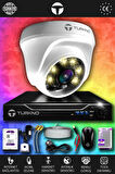 TURKNO 1 Kameralı Domie 1 İç Kamera Set 100 GB HDD Full HD Renkli Gece Görüşlü Güvenlik Kamerası Sistemi
