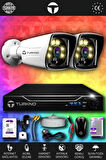 TURKNO 2 Kameralı Karie 2 Dış Kamera Set 320 GB HDD Full HD Renkli Gece Görüşlü Güvenlik Kamerası Sistemi