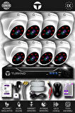 TURKNO 8 Kameralı Domia 8 İç Kamera Set 2 TB HDD Full HD Gece Görüşlü Güvenlik Kamerası Sistemi