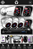 TURKNO 6 Kameralı Karia 3 İç Kamera Set 100 GB HDD Full HD Gece Görüşlü Güvenlik Kamerası Sistemi