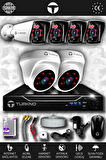 TURKNO 6 Kameralı Karia 2 İç Kamera Set HDD'siz Full HD Gece Görüşlü Güvenlik Kamerası Sistemi