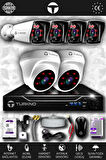 TURKNO 6 Kameralı Karia 2 İç Kamera Set 2 TB HDD Full HD Gece Görüşlü Güvenlik Kamerası Sistemi