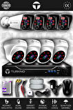 TURKNO 8 Kameralı Karia 4 İç Kamera Set HDD'siz Full HD Gece Görüşlü Güvenlik Kamerası Sistemi