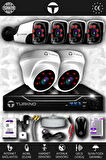 TURKNO 6 Kameralı Pania 2 İç Kamera Set 1 TB HDD Full HD Gece Görüşlü Güvenlik Kamerası Sistemi