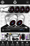 TURKNO 6 Kameralı Galia 2 İç Kamera Set 320 GB HDD Full HD Gece Görüşlü Güvenlik Kamerası Sistemi
