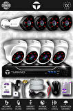 TURKNO 8 Kameralı Galia 4 İç Kamera Set 1 TB HDD Full HD Gece Görüşlü Güvenlik Kamerası Sistemi