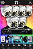 TURKNO 6 Kameralı Domie 6 İç Kamera Set 250 GB HDD Full HD Renkli Gece Görüşlü Güvenlik Kamerası Sistemi