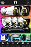 TURKNO 6 Kameralı Karie 3 İç Kamera Set 250 GB HDD Full HD Renkli Gece Görüşlü Güvenlik Kamerası Sistemi