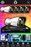 TURKNO 5 Kameralı Karie 5 Dış Kamera Set 100 GB HDD Full HD Renkli Gece Görüşlü Güvenlik Kamerası Sistemi