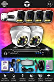 TURKNO 6 Kameralı Navie 2 İç Kamera Set 500 GB HDD Full HD Renkli Gece Görüşlü Güvenlik Kamerası Sistemi