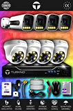 TURKNO 8 Kameralı Navie 4 İç Kamera Set 100 GB HDD Full HD Renkli Gece Görüşlü Güvenlik Kamerası Sistemi