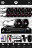 TURKNO 16 Kameralı Galia 16 Dış Kamera Set HDD'siz Full HD Gece Görüşlü Güvenlik Kamerası Sistemi