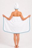 Kadın Pamuklu Banyo ve Sauna Seti – Fırfır Detaylı Havlu ve Saç Bonesi