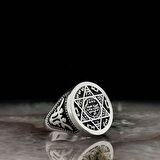 Mührü Süleyman Gümüş Yüzük ve Kehribar Tesbih Kombini 