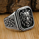 Aslan Figürlü 925 Ayar Gümüş Yüzük