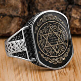 Mührü Süleyman İşlemeli 925 Ayar Gümüş Yüzük 