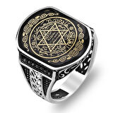 Mührü Süleyman İşlemeli 925 Ayar Gümüş Yüzük 