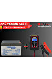 12V 14AH AKÜ VE YANINDA 6V/12V 2 AMPER AKÜ ŞARJ CİHAZI SETİ