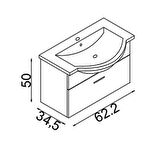 Teta Home Eko 65 cm Mdf Banyo Lavabolu Alt Dolap