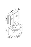 Teta Home Kahire 65cm Antrasit  MDF Banyo Dolabı Seti