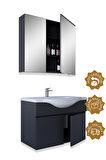 Teta Home Kahire 80cm Antrasit MDF Banyo Dolabı Seti