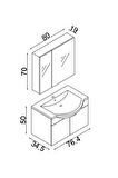 Teta Home Kahire 80cm Antrasit MDF Banyo Dolabı Seti