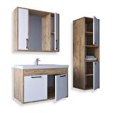 Teta Home Lizbon 80 cm Mdf Banyo Dolabı Seti ve Boy Dolabı
