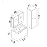 Teta Home Napoli 80cm MDF Banyo Dolabı Seti + Boy Dolabı