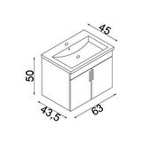 Teta Home Prag 65 cm Mdf Banyo Lavabolu Alt Dolap