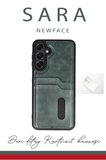 Newface Samsung Galaxy A06 Kılıf Sara Kartvizitli Deri Kılıf - Lacivert