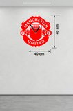 Manchester United Logolu Ahşap Duvar Saati - 40x40 cm Taraftar Hediyesi