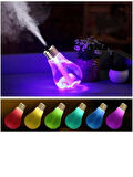 Ampul Şekilli Oda/hava Nemlendirici Usb Su Hazneli Sıcak Soğuk Buharlı 7 Led Işıklı Gece Lambası