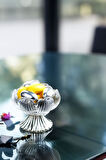 Gümüş Metal Ayaklı Lotus Çiçeği 6’lı Kahve Yanı Cam Lokumluk Drajelik Origami Mini Sunumluk