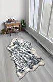Tiger Süet Taban, Yıkanabilir Lüks Zebra Kürk Halı Post Beyaz 100x150
