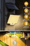Technojet 106 LED Solar Duvar Lambası – SMD Sarı Işık, Kumandalı, 3 Modlu, IP65 Bahçe Aydınlatma