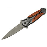 Da27b Gri Sivri Kamp Çakı 20cm - Yarı Otomatik, Kemerlikli, Kutulu, Ahşap - Metal Sap