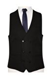 Süvari Yelekli Siyah Slim Fit Takım Elbise