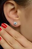 6 mm Zirkon Taşlı Gümüş Renkli Tektaş Küpe