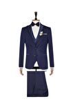 Süvari Yelekli Lacivert Slim Fit Damatlık Takım