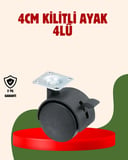 Kilitli 4 cm Tekerlek Ayak 4’lü Set Zemin Koruyucu