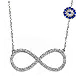 925 Ayar Gümüş Nazarlı Sonsuzluk Kolye