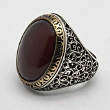 Oval Akik Taşlı 925 Ayar Gümüş Erkek Yüzük