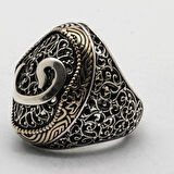 925 Ayar Gümüş Osmanlı Motifli Vav Yüzük