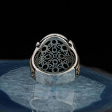 925 Ayar Gümüş Kapan Gözü Taşlı Oval Erkek Yüzük