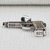 Özel Tabanca Tasarımlı 925 Ayar Gümüş Kolye 60 CM