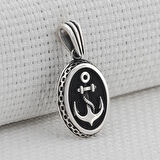 Oval Çapa Motifli 925 Ayar Gümüş Kolye Ucu