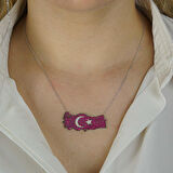 Şanlı Ay Yıldız Tasarımlı Türkiye Haritalı 925 Ayar Gümüş Kadın Kolye