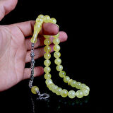 10 MM Mat Renk Orjinal Damla Kehribar Tesbih 925 Ayar Gümüş Püsküllü